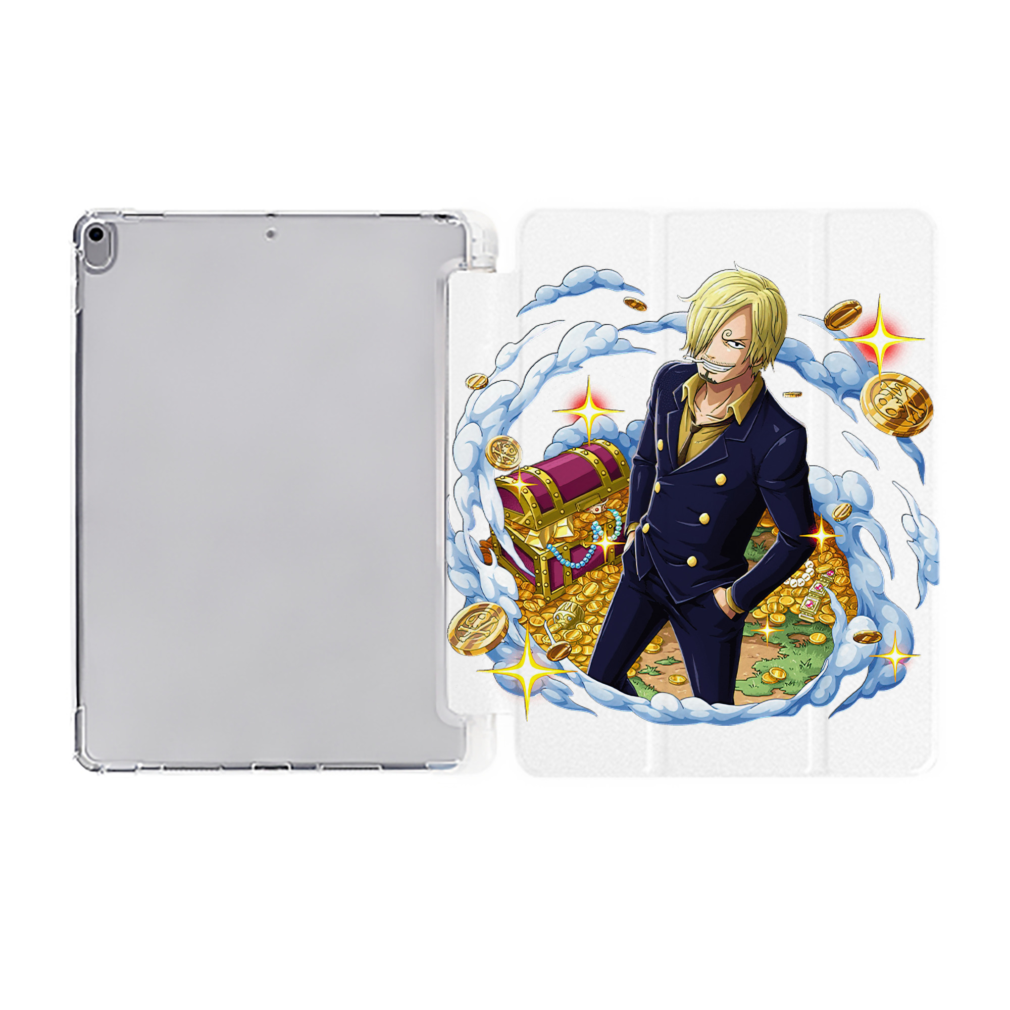 （画像用） ワンピース サンジ ONE PIECE Sanji IPad ケース ペン収納付き 三つ折りスタンド PUレザー×シリコン 対応機種9.5/10.5/10.9インチ